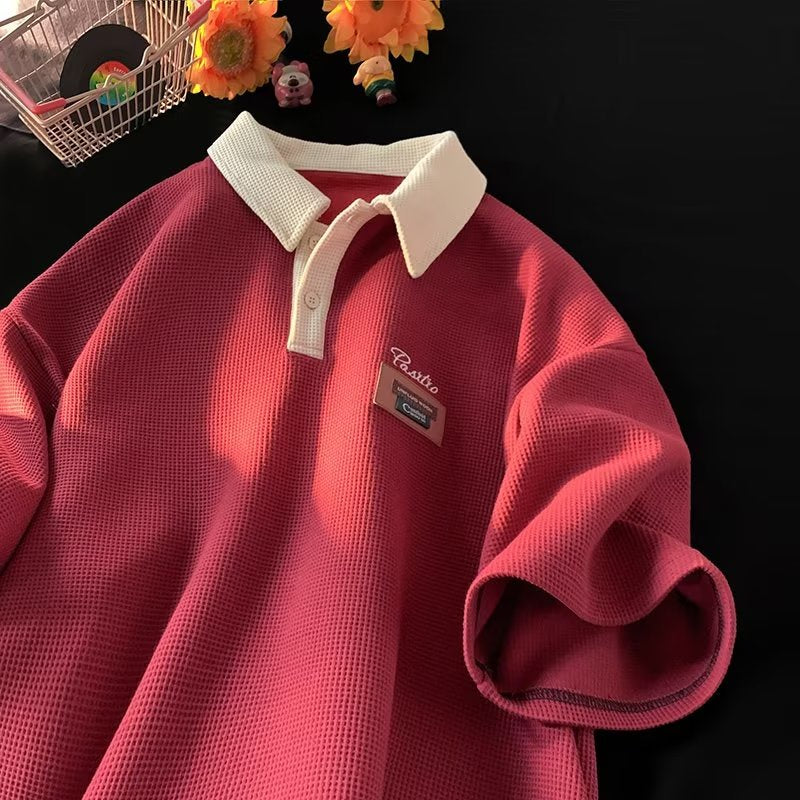 Camisa Polo Vintage Masculina – Camiseta De Manga Curta De Verão Estampa Retrô Casual Streetwear