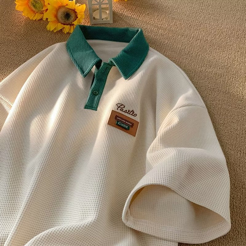 Camisa Polo Vintage Masculina – Camiseta De Manga Curta De Verão Estampa Retrô Casual Streetwear