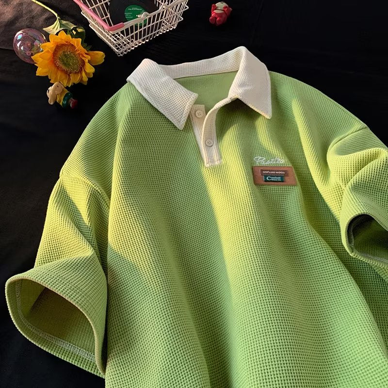 Camisa Polo Vintage Masculina – Camiseta De Manga Curta De Verão Estampa Retrô Casual Streetwear